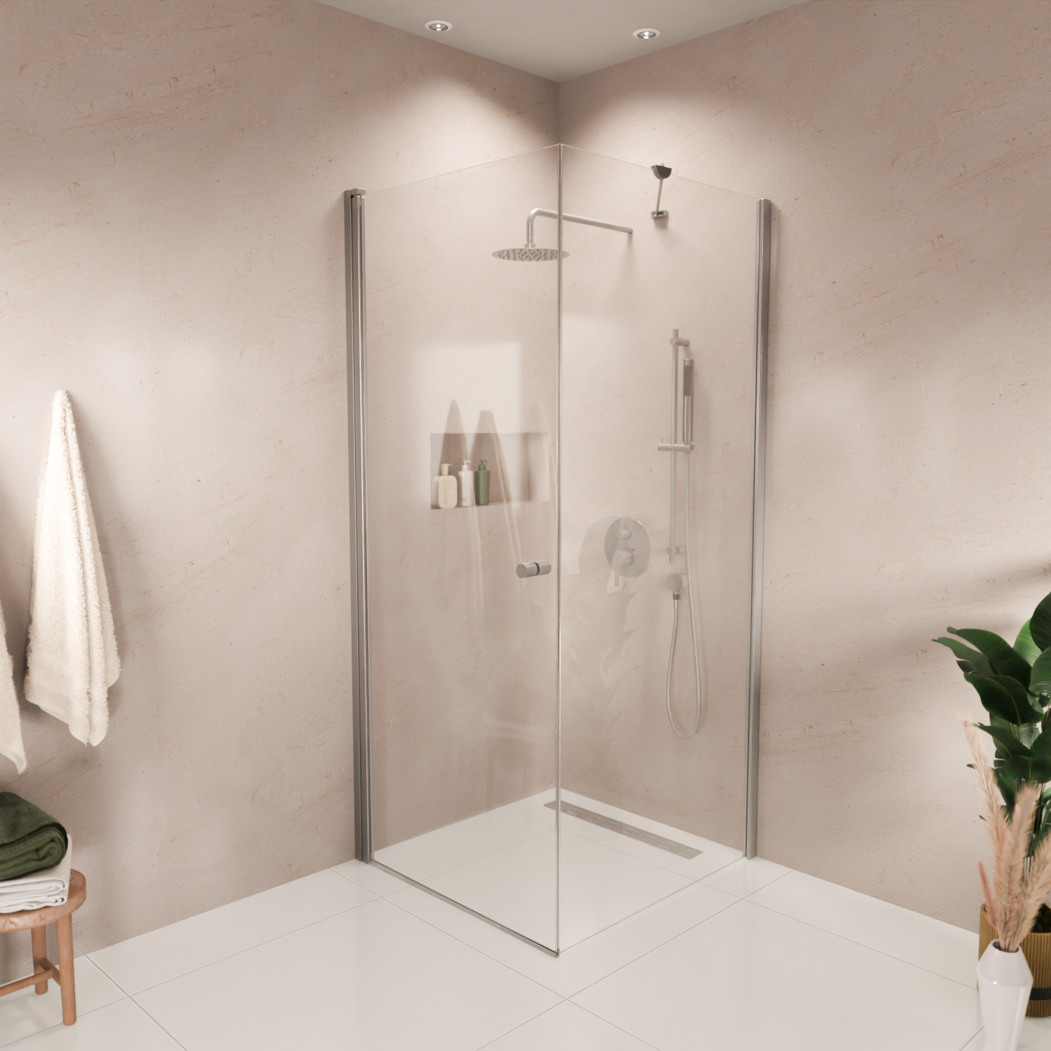 Douchecabine Medellin 90 x 90 x 200 cm - Chroom - Nano Coating - Draaideur