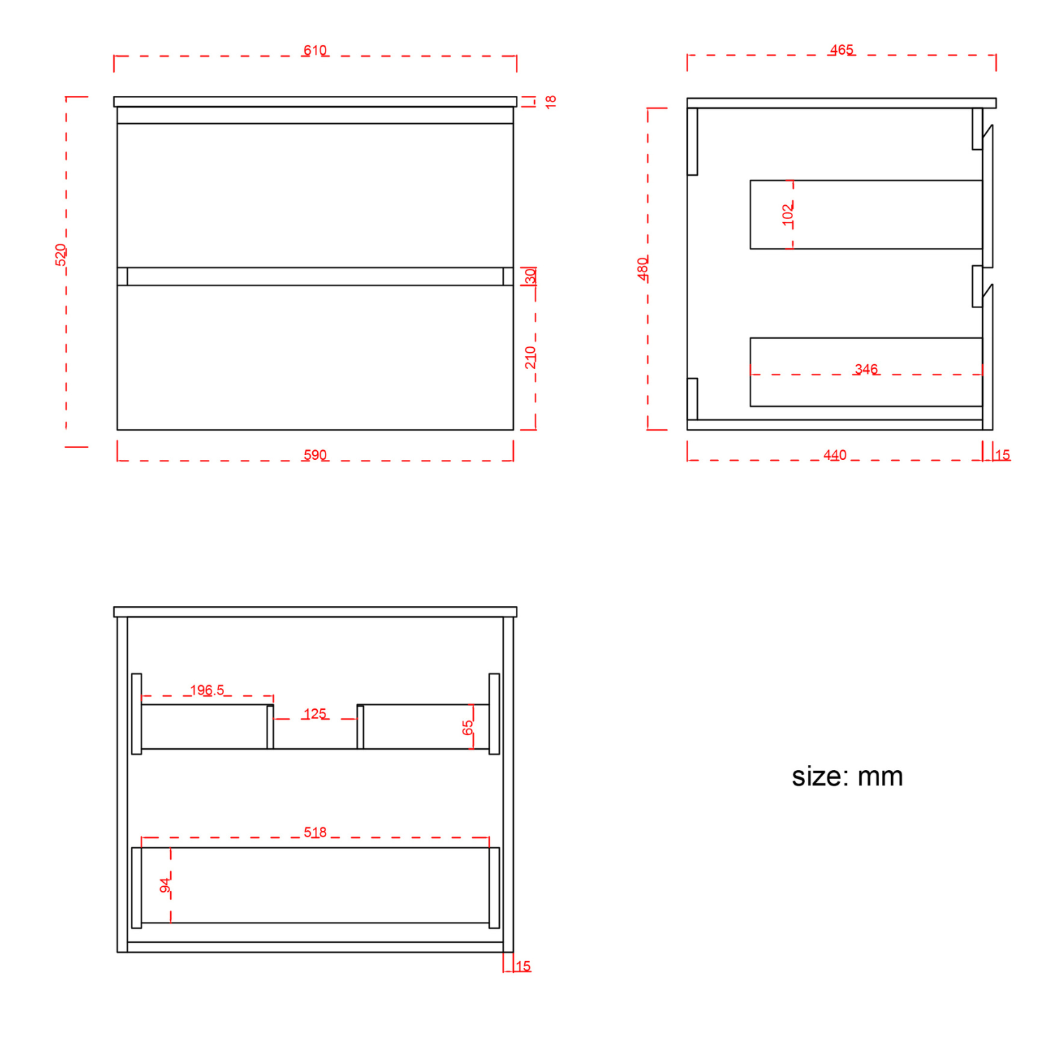 MARENZA Warm Eiken - Wastafel Wit - 60cm