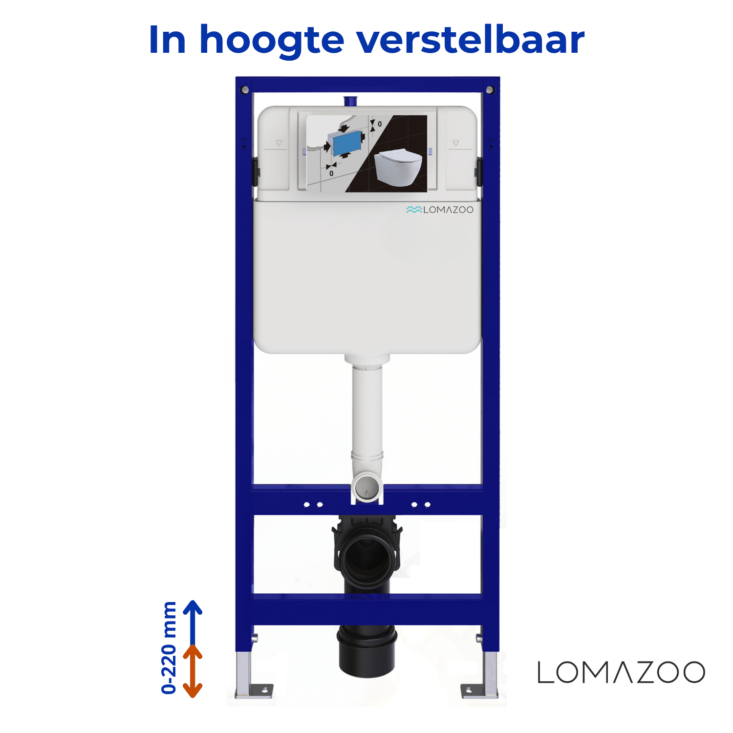 Hangtoilet met Inbouwreservoir - Vierkant Wit - Drukplaat Vierkant Goud - Linea - lomazoo.com