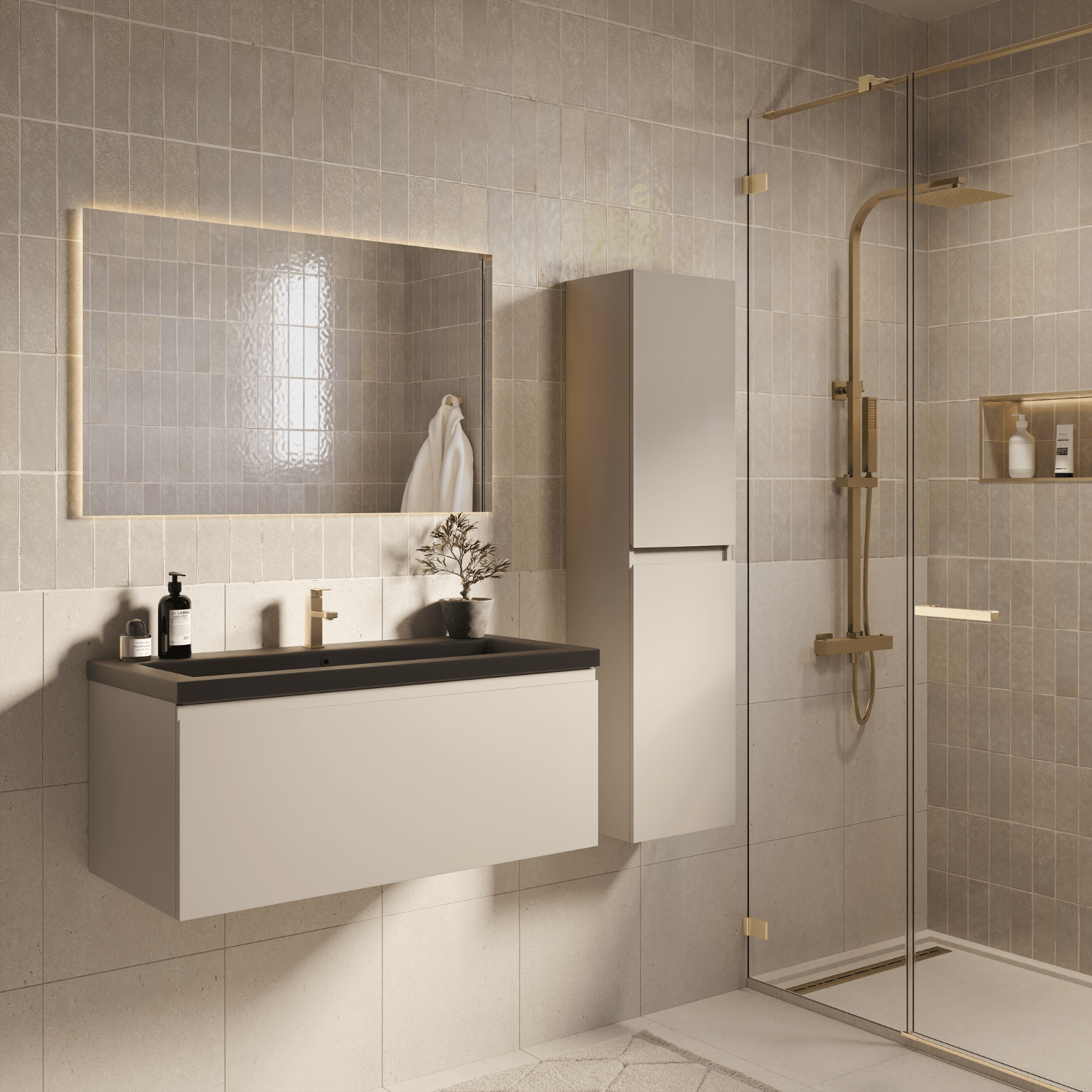 MODENA Greige - Wastafel Zwart - 100cm - lomazoo.com