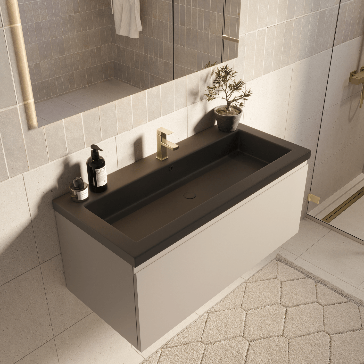 MODENA Greige - Wastafel Zwart - 100cm - lomazoo.com