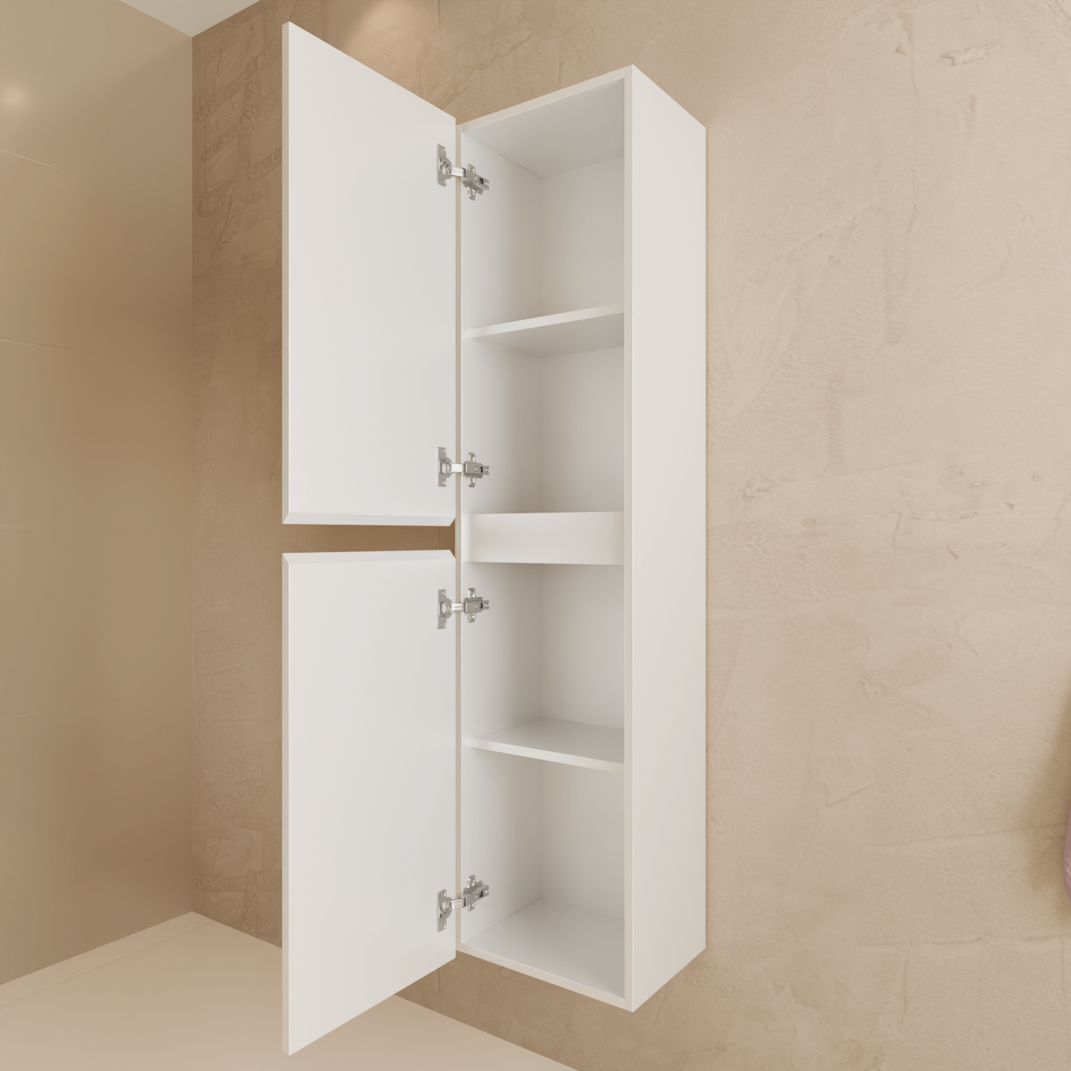 Badmeubelset VERONA 60 cm - Met Kolomkast - Glanzend Wit - Wastafel Wit - lomazoo.com