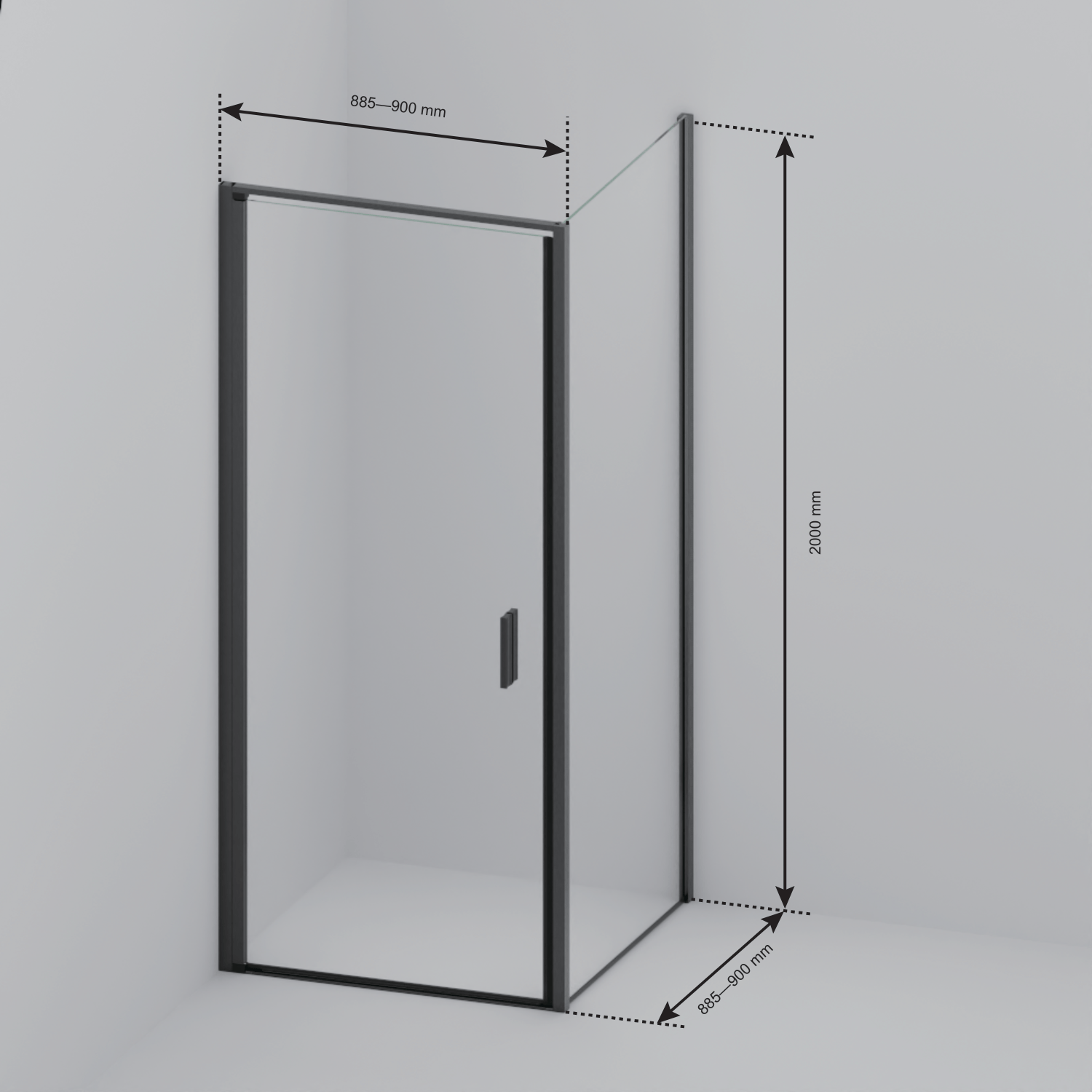 Douchecabine Bogota 90 x 90 x 200 cm - Zwart - Rookglas Nano Coating - lomazoo.com