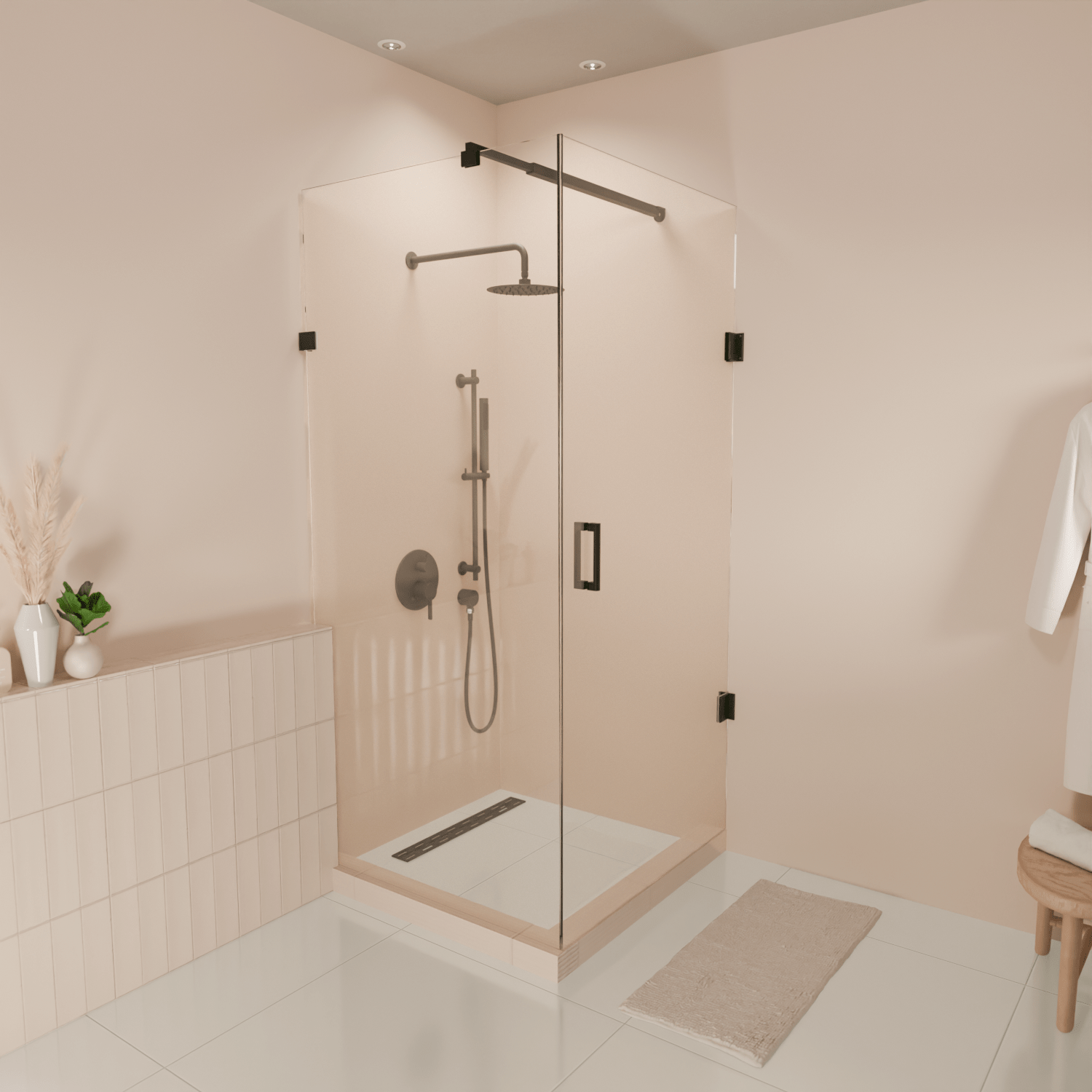 Douchecabine Cali 90 x 90 x 200 cm - Matzwart - Nano Coating - Draaideur - lomazoo.com