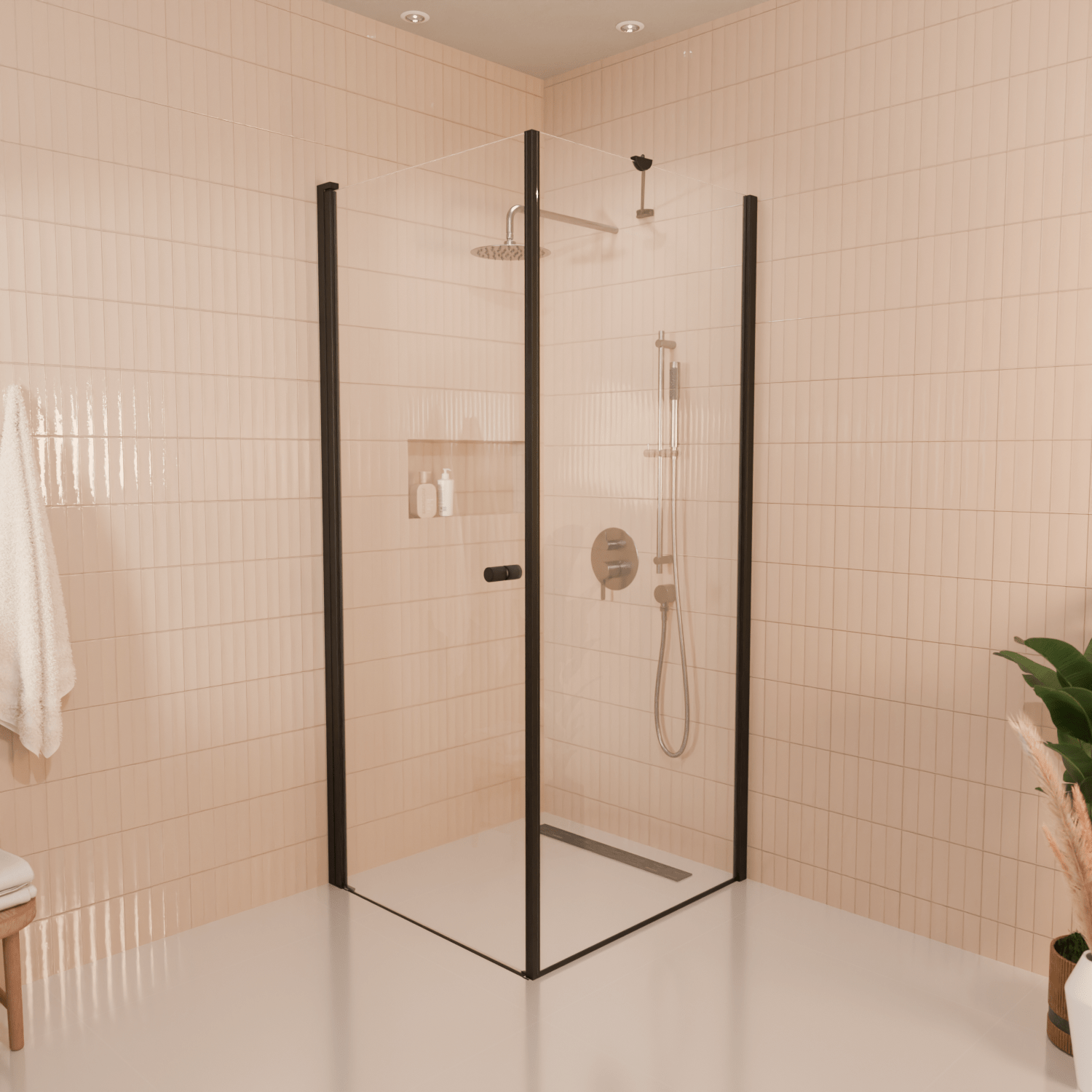 Douchecabine Medellin 90 x 90 x 200 cm - Matzwart - Nano Coating - Draaideur - lomazoo.com
