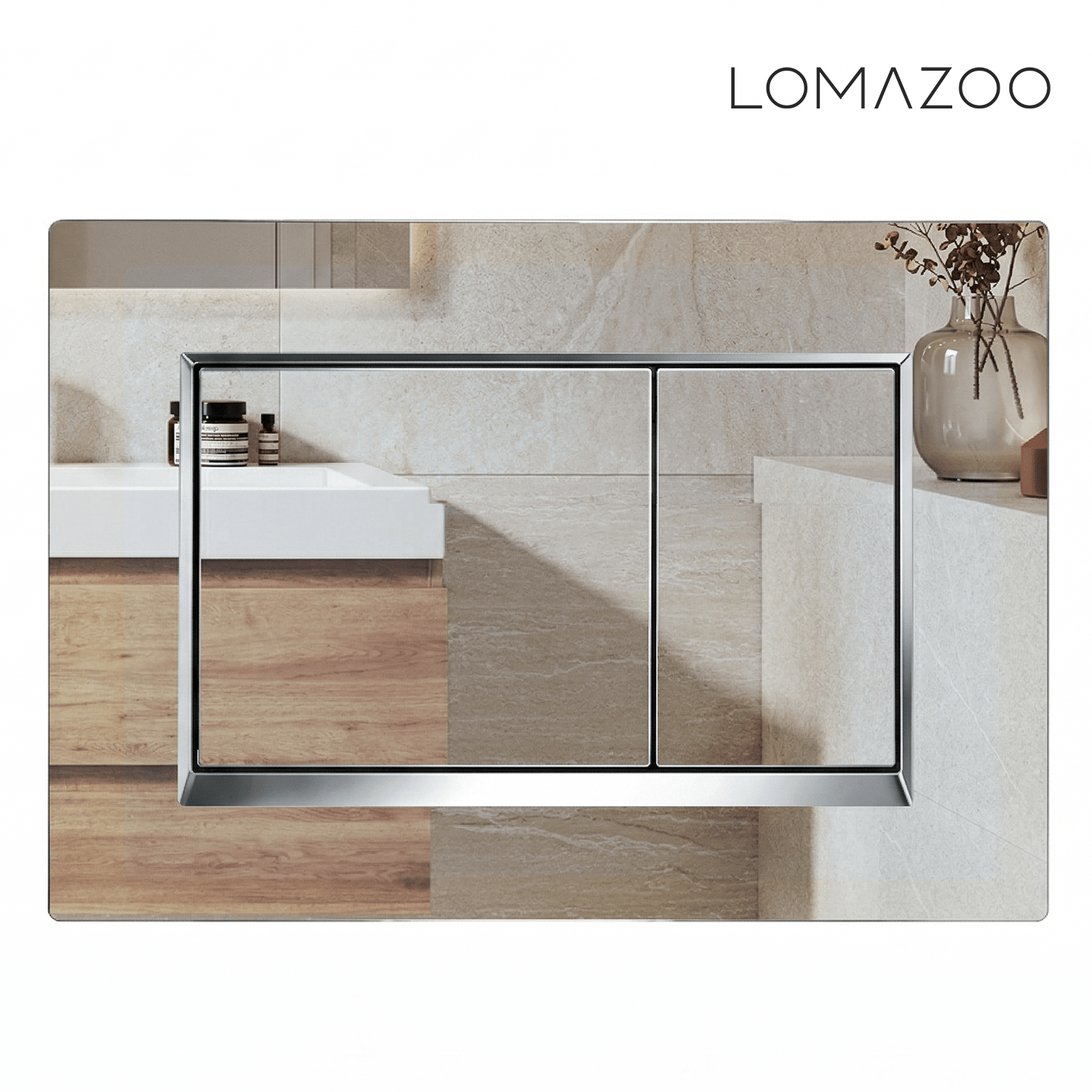 Hangtoilet met Inbouwreservoir - Rond Wit - Drukplaat Vierkant Chroom - Linea - lomazoo.com