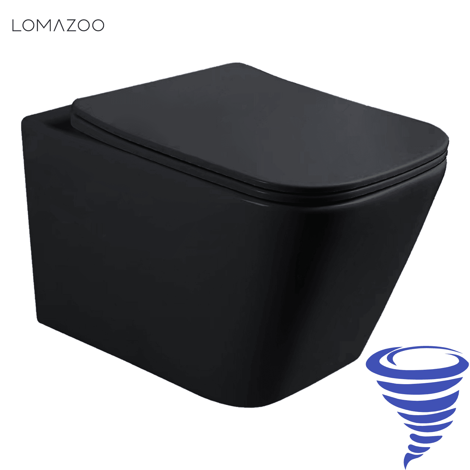 LINEA Hangend Toilet - Zwart - Vierkant - lomazoo.com