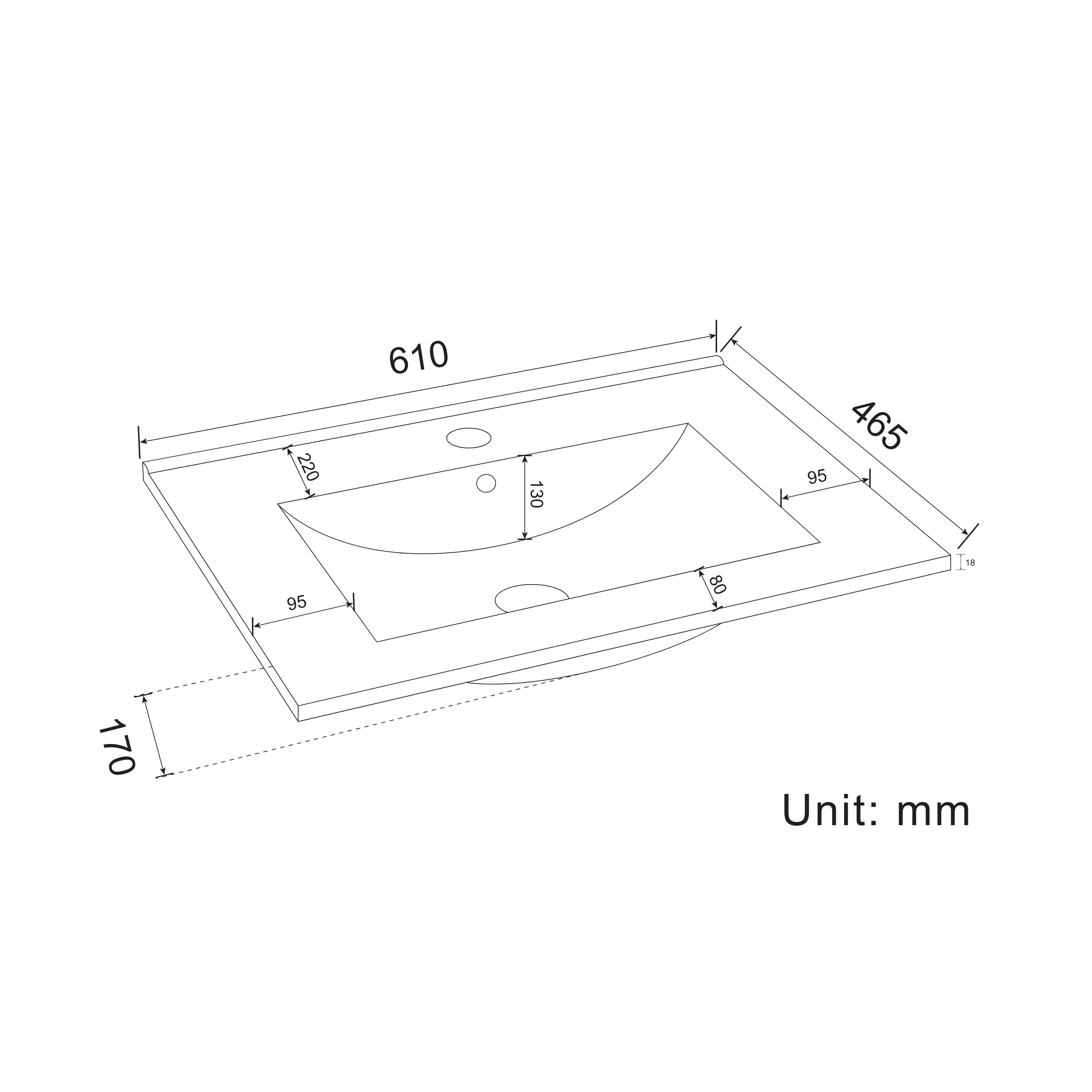 MARENZA Warm Eiken - Wastafel Wit - 60cm