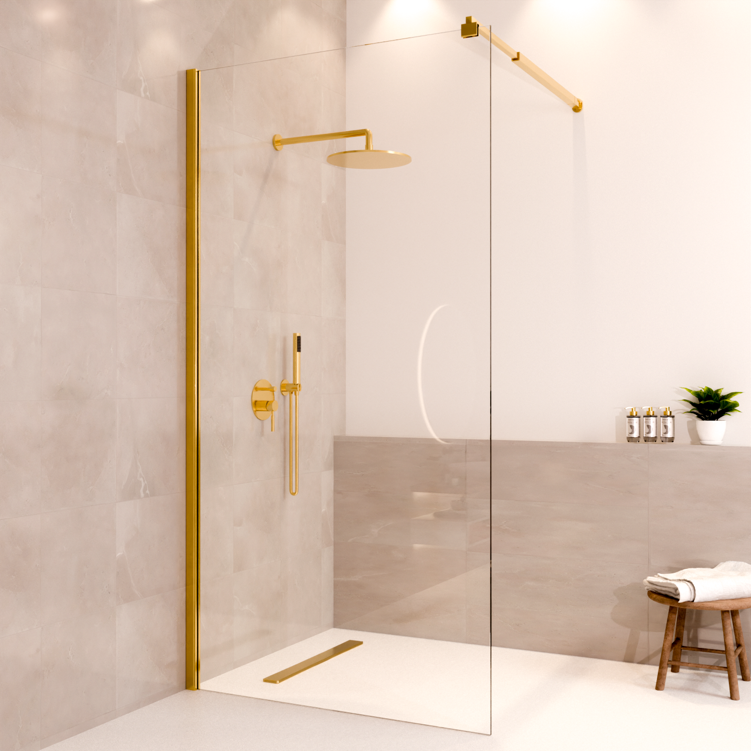 Douchewand  Lima 100 x 200 cm - Glanzend Goud - Nano Coating