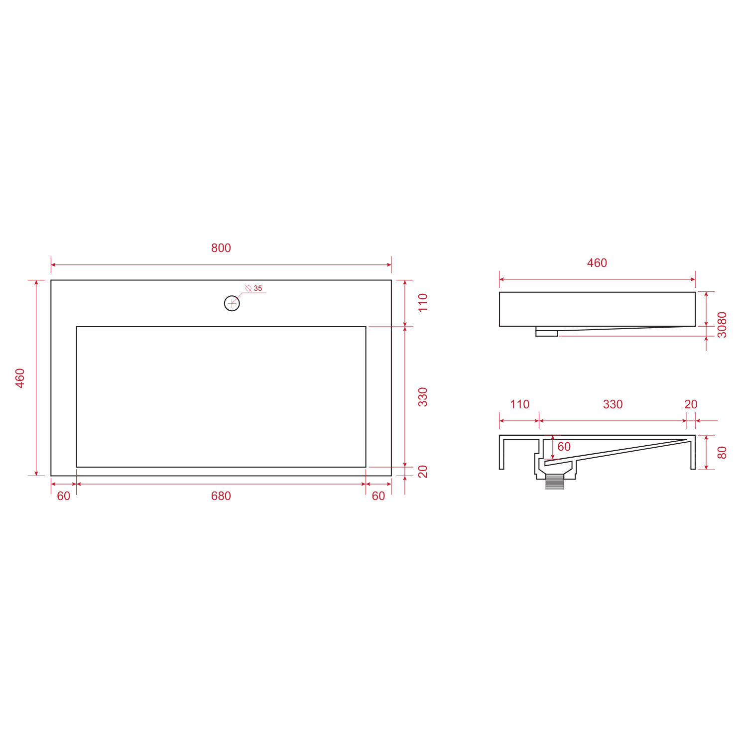 ZARIVO Mat Zwart - Wastafel Wit - 80cm - lomazoo.com