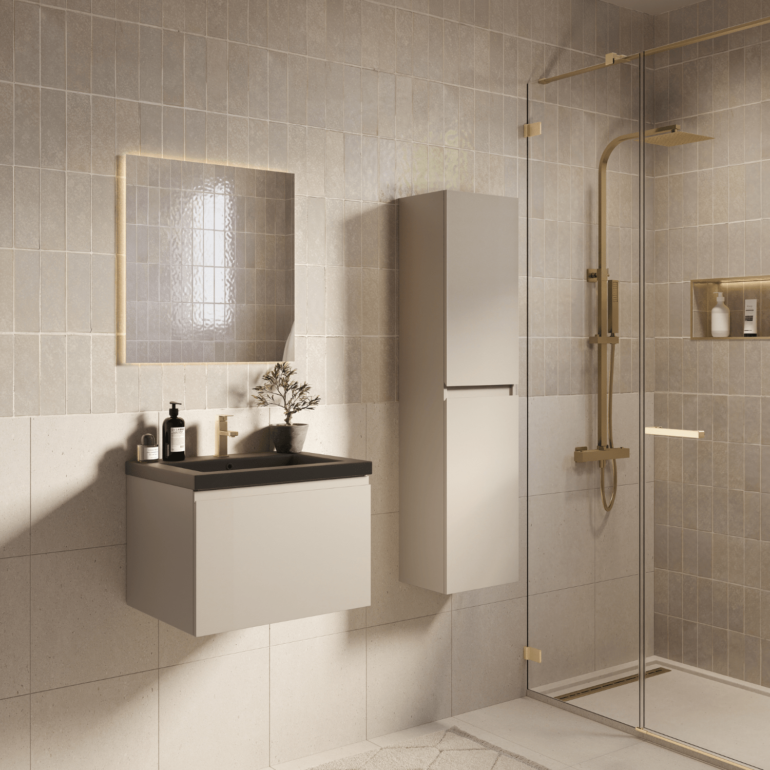 MODENA Greige - Wastafel Zwart - 60cm - lomazoo.com