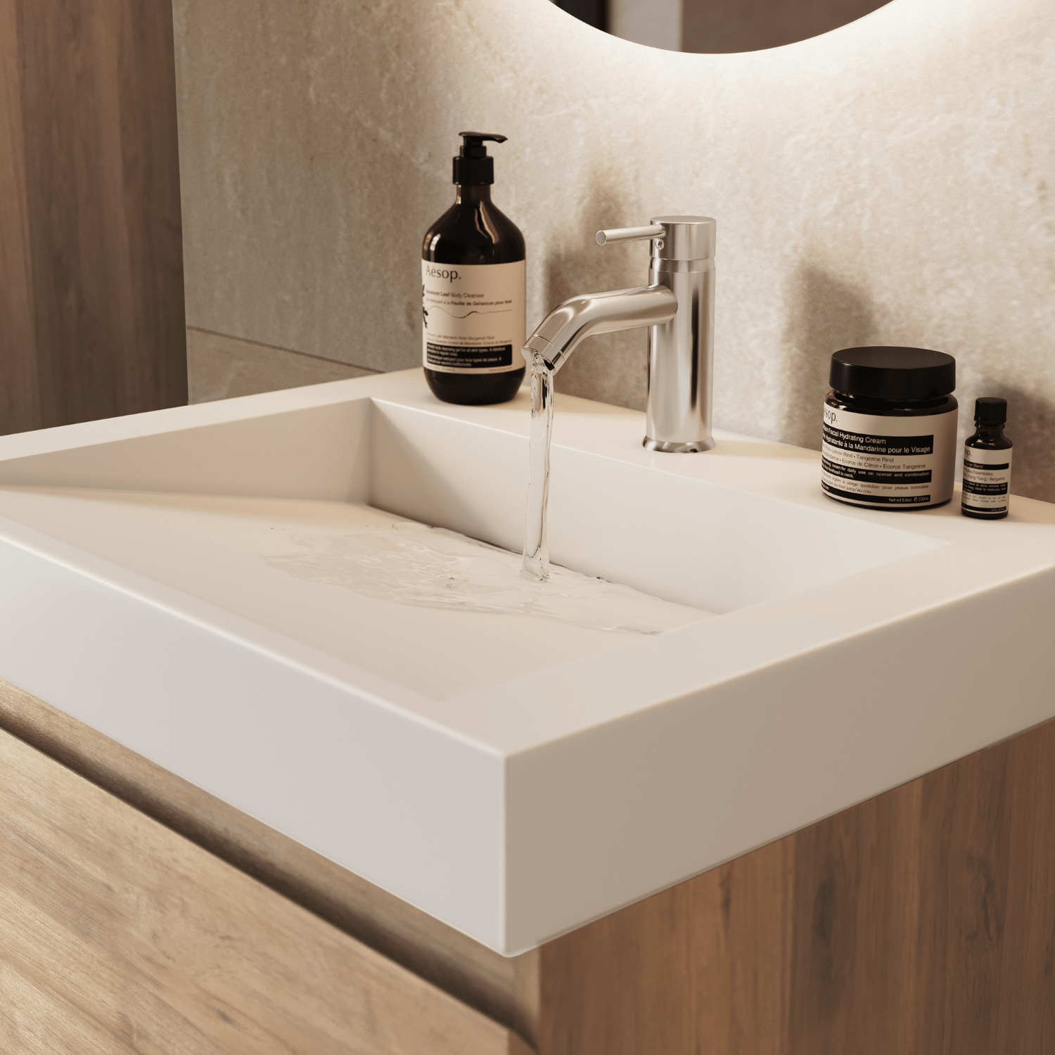 ZARIVO Licht Eiken - Wastafel Wit - 60cm - lomazoo.com