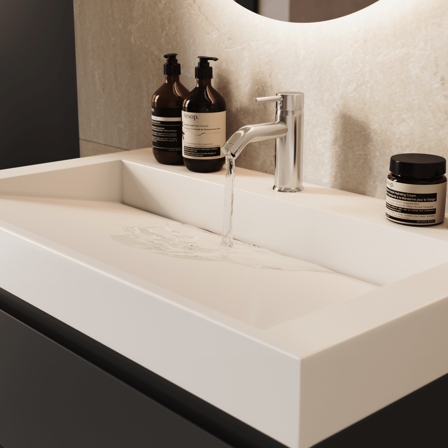 AZURO Mat Zwart - Wastafel Wit - Met Kolomkast - 80cm - lomazoo.com