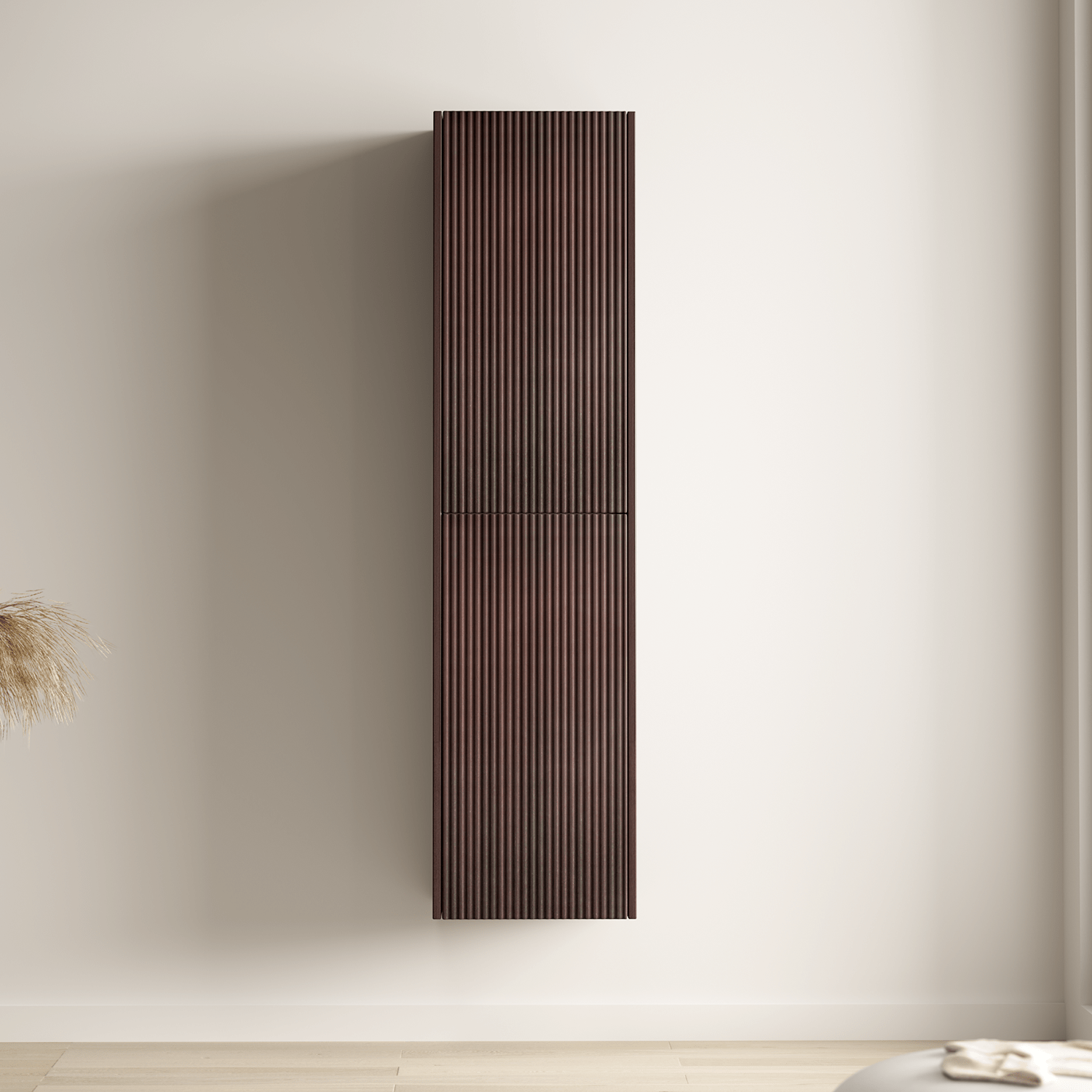 Badmeubelset TROPANI 100 cm - Walnoot - Ribbel front - Waskom Zwart - lomazoo.com