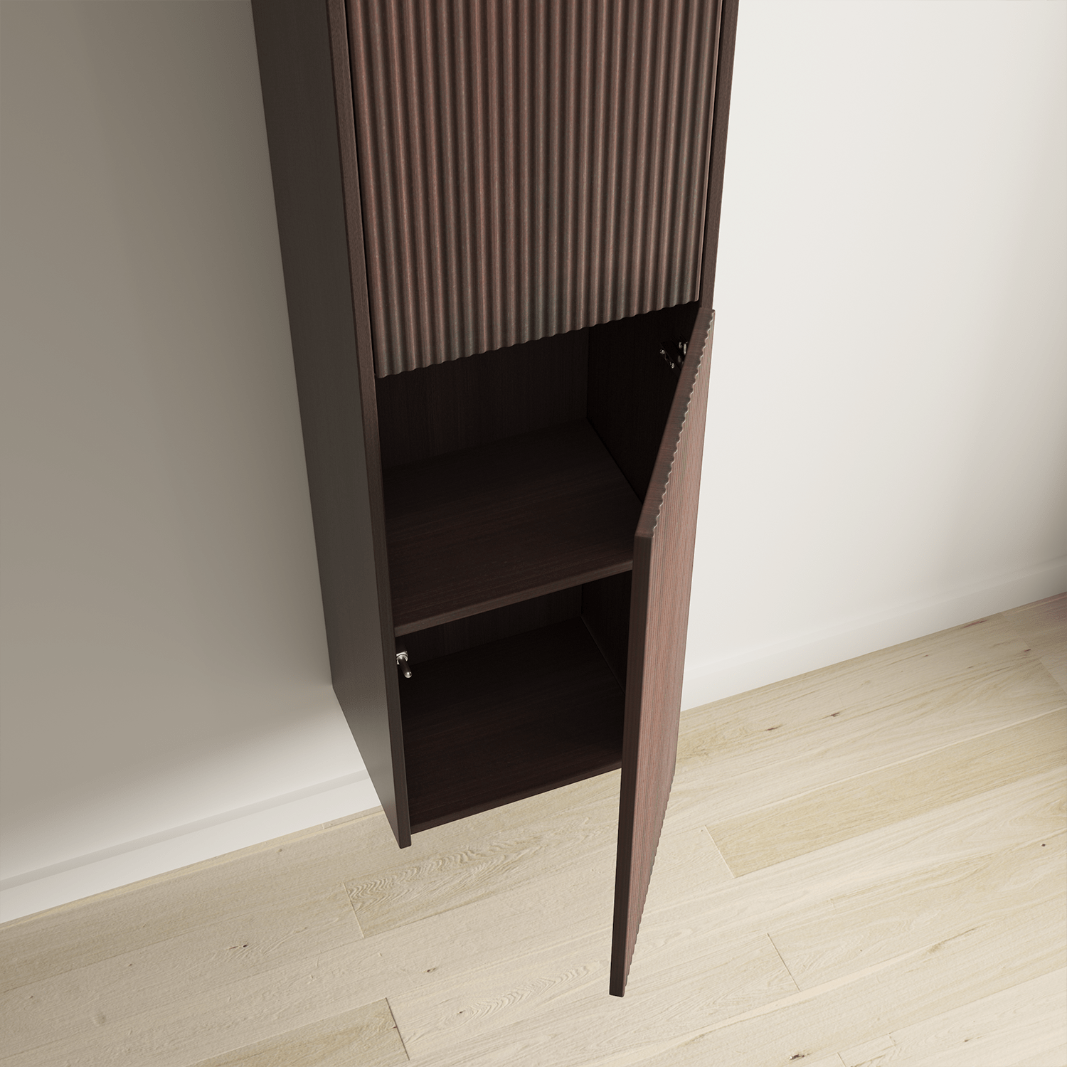 Badmeubelset TROPANI 100 cm - Walnoot - Ribbel front - Waskom Zwart - lomazoo.com