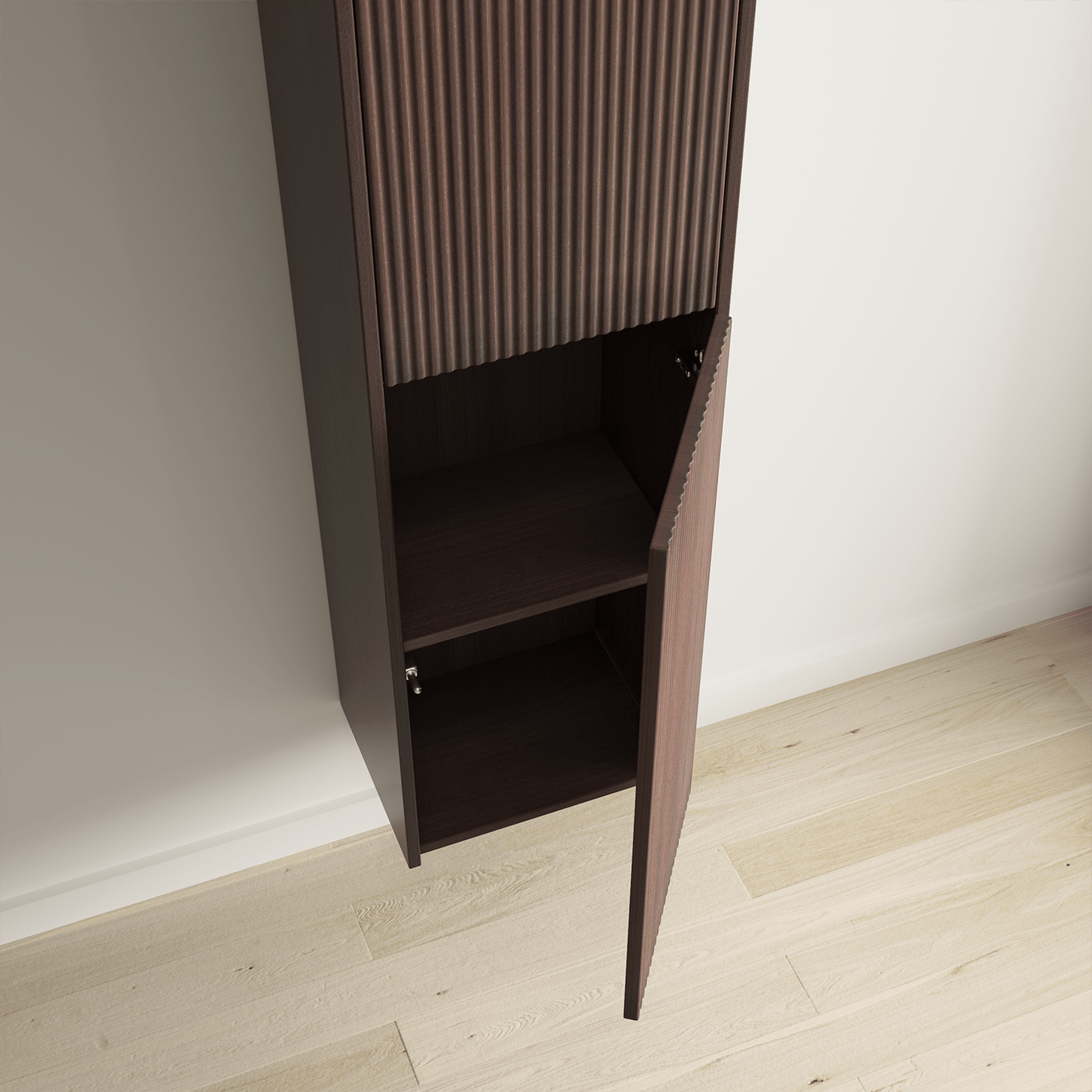 Badmeubelset TROPANI 80 cm - Walnoot - Ribbel front - Waskom Wit - lomazoo.com
