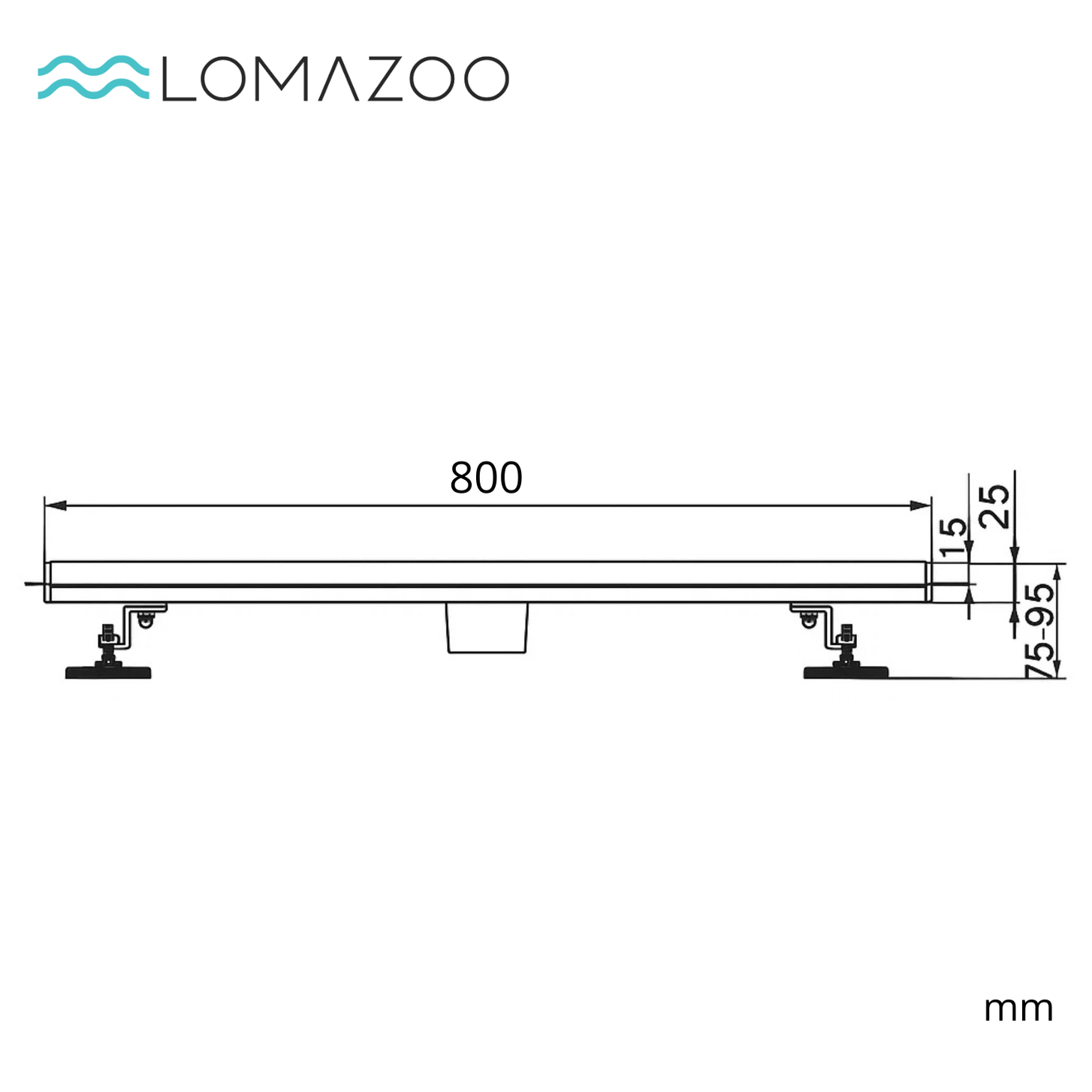 Douchegoot Cayma 80 cm - Geborsteld RVS - lomazoo.com
