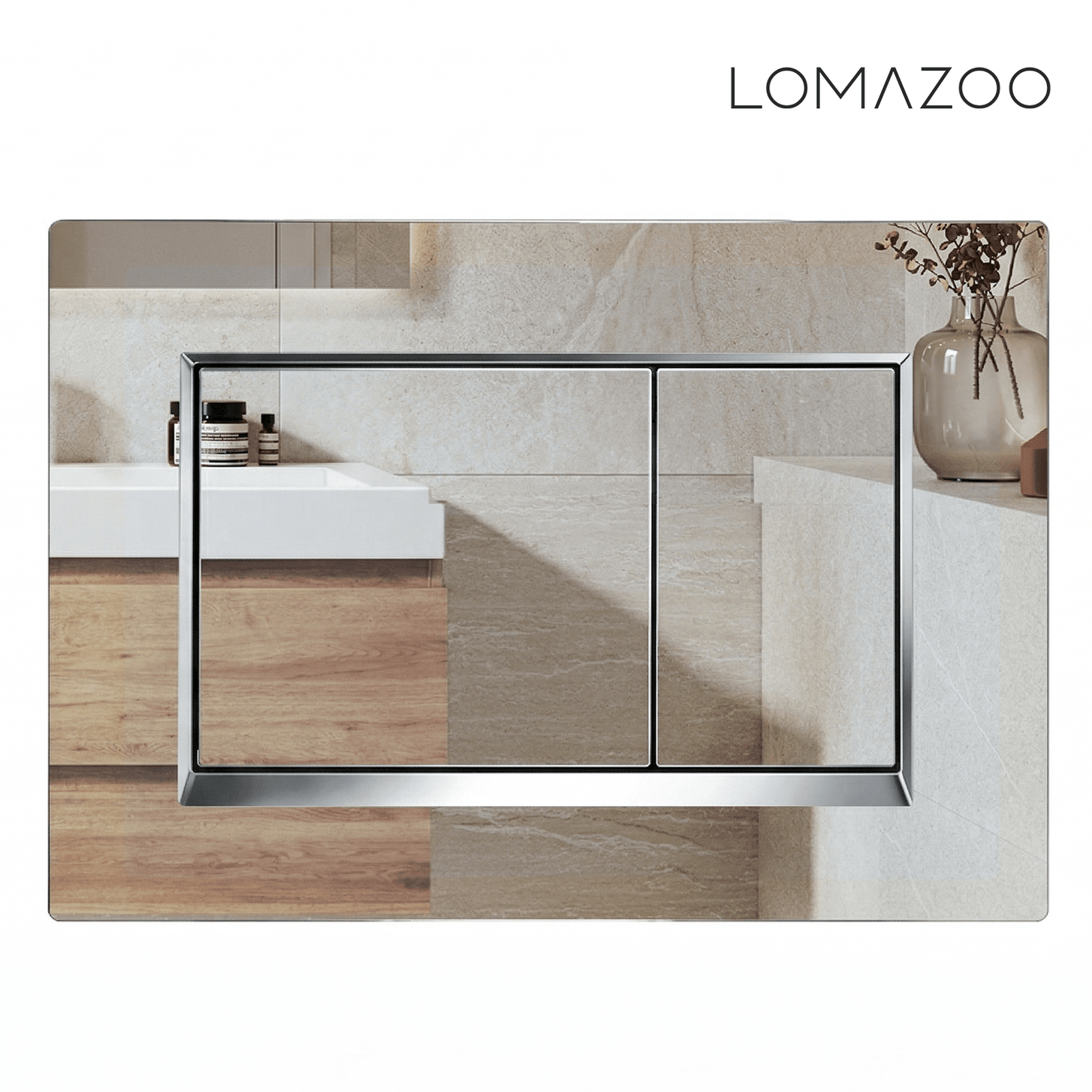 Hangtoilet met Inbouwreservoir - Rond Wit - Drukplaat Vierkant Chroom - Linea - lomazoo.com