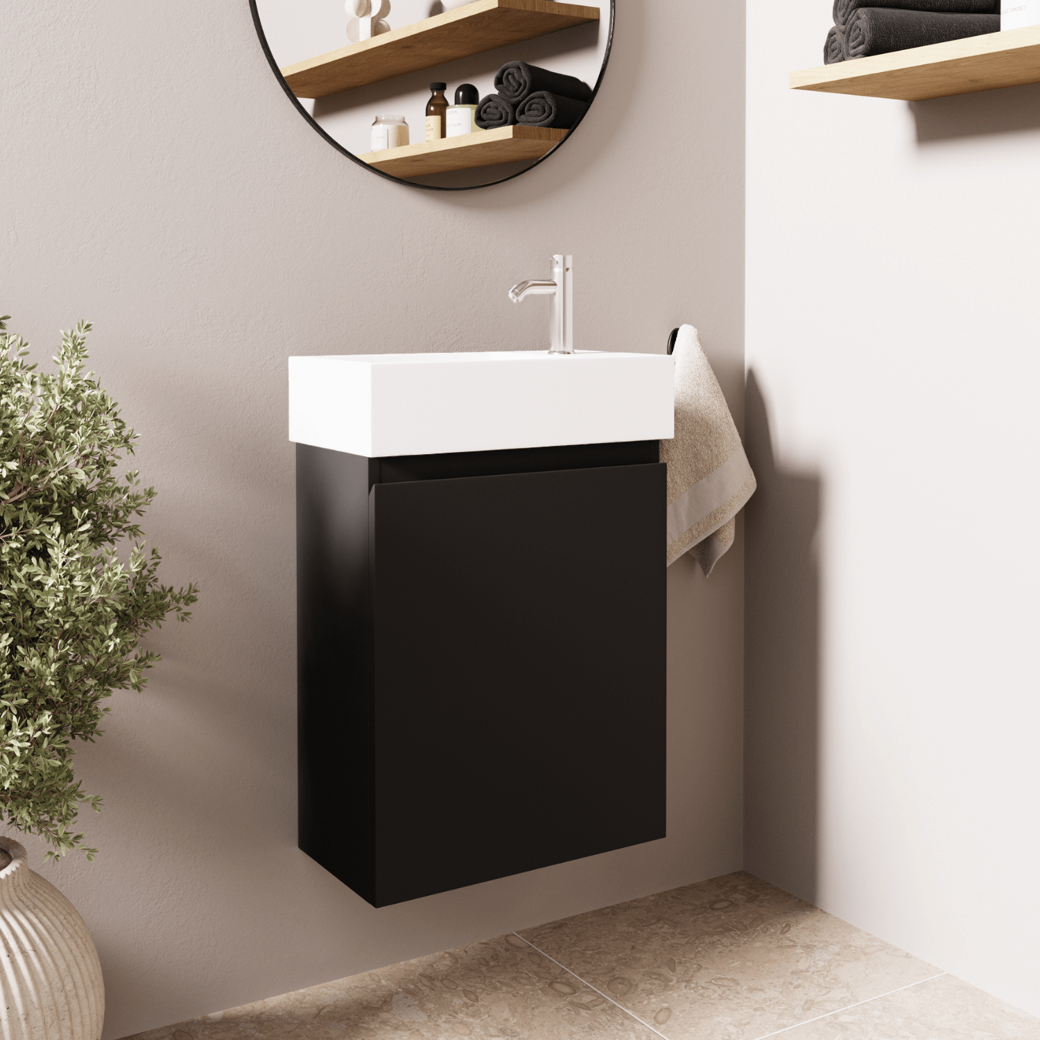 MALIBU Mat Zwart - Wastafel Wit - lomazoo.com