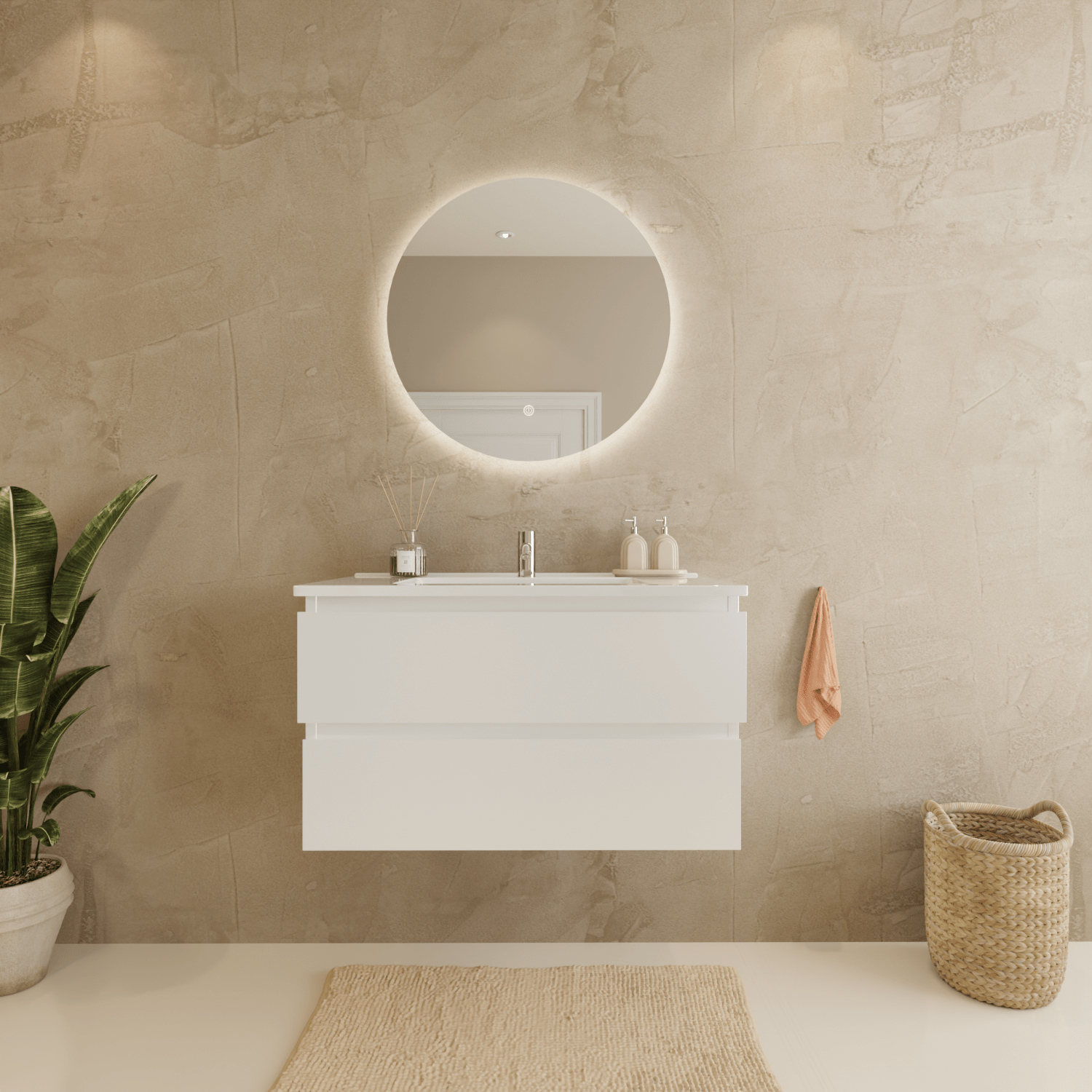 MARENZA Wit - Wastafel Wit - 80cm - lomazoo.com