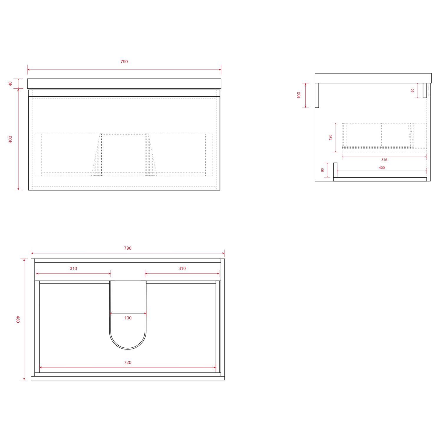MODENA Greige - Wastafel Wit - 80cm - lomazoo.com