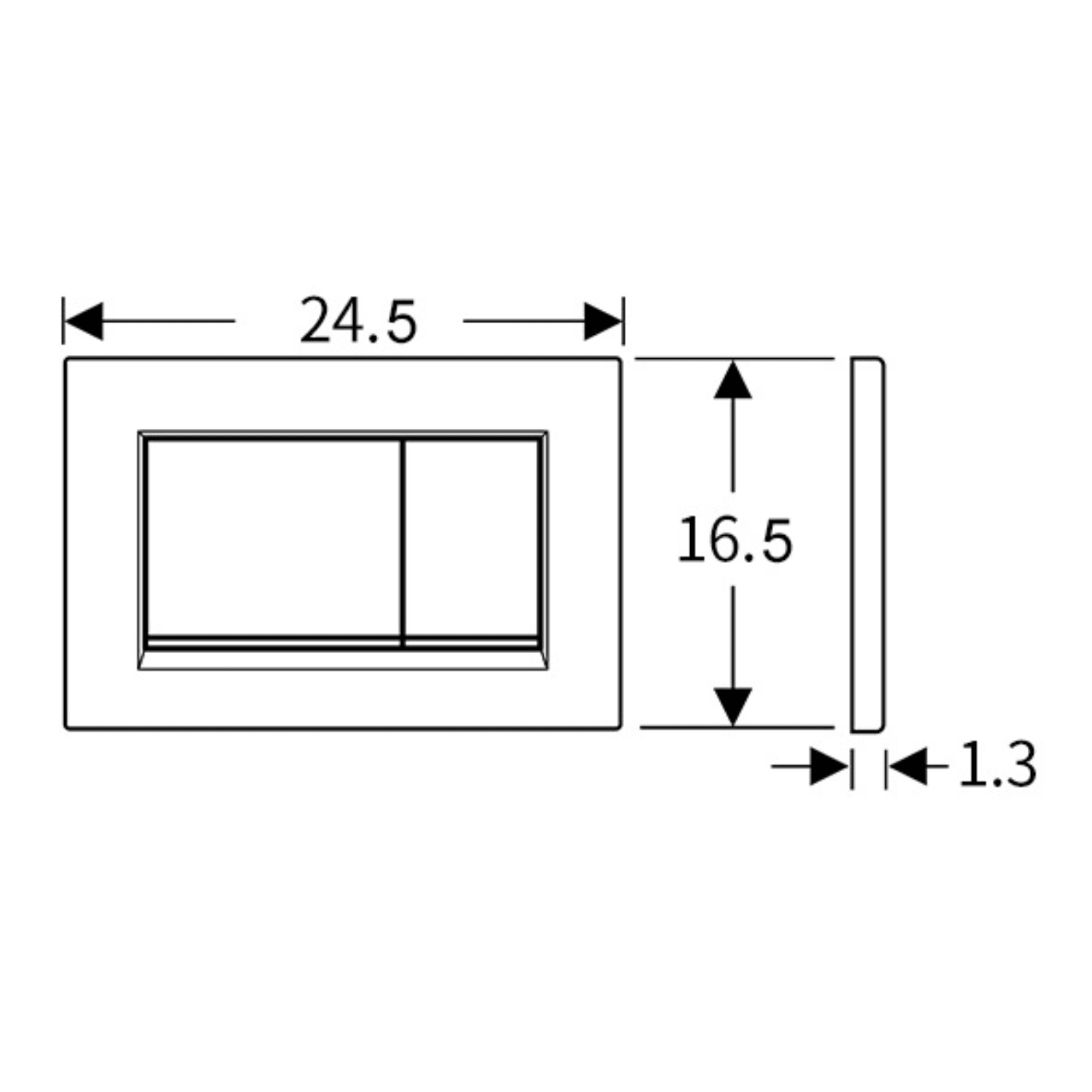 Hangtoilet met Inbouwreservoir - Vierkant Wit - Drukplaat Vierkant Gunmetal - Linea - lomazoo.com