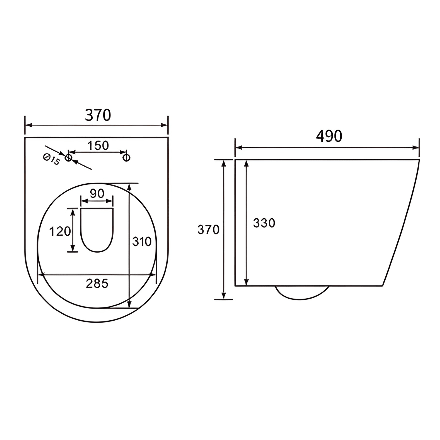 LINEA Hangend Toilet - Zwart - Rond - lomazoo.com